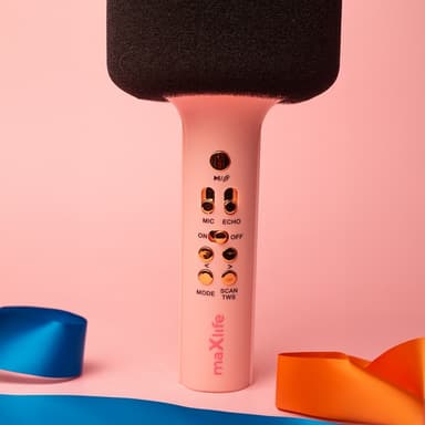 Maxlife MXBM-600 - Trådløs karaokemikrofon med innebygd høyttaler, rosa