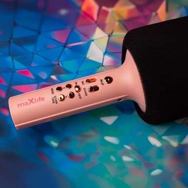 Maxlife MXBM-600 - Trådløs karaokemikrofon med innebygd høyttaler, rosa