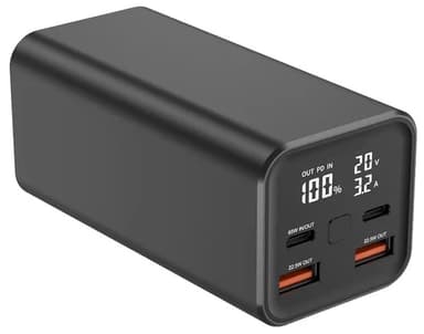 Powerbank 20000mAh 65W QC3.0 hurtiglading for telefon og bærbar PC