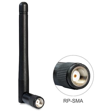 DeLOCK WLAN-antenne RP-SMA, 2 dBi, rundstrålende, 802.11 b/g/n, svart (88339)