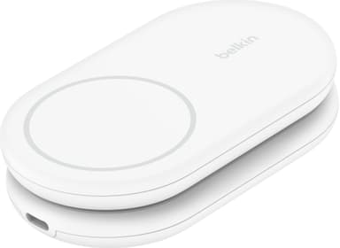 Belkin BoostCharge 2-i-1 15W Qi2 magnetisk lader (hvit)