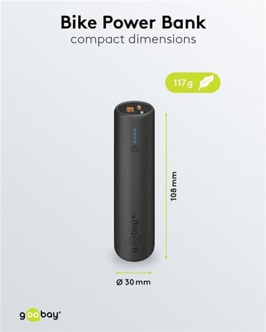 Goobay Bike powerbank 5.0 (5 000 mAh) liten, tynn og praktisk powerbank med en kapasitet på 5 000 mAh for montering på sykkelen