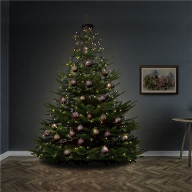 Goobay 400 LED juletrebelysning med ring, timer og minnefunksjon, 8 lysmoduser, 24 V ekstern transformator, varmhvit (3000 K), for innendørs og utendørs bruk (IP44)