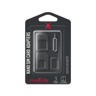 Maxlife Nano SIM-kortadaptere + SIM-kortåpner