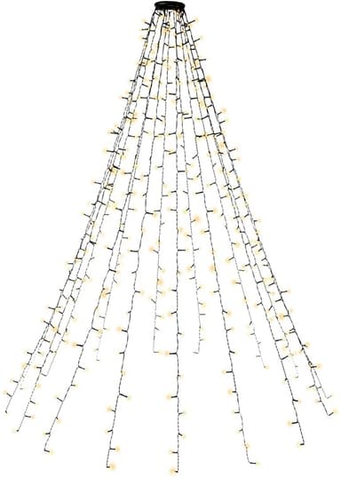 Goobay 400 LED juletrebelysning med ring, timer og minnefunksjon, 8 lysmoduser, 24 V ekstern transformator, varmhvit (3000 K), for innendørs og utendørs bruk (IP44)