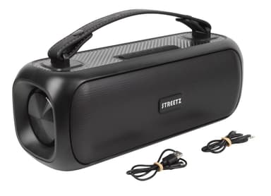 Streetz B200 Boombox 2x 7,5 W, IPX5, AUX, USB flash, LED, svart