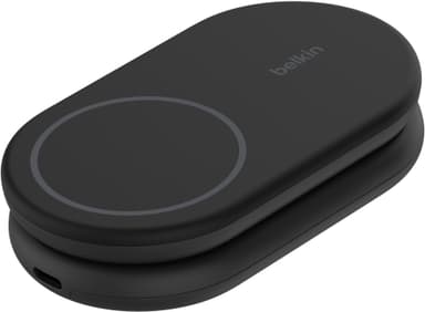 Belkin BoostCharge 2-i-1 15W Qi2 magnetisk lader (sort)