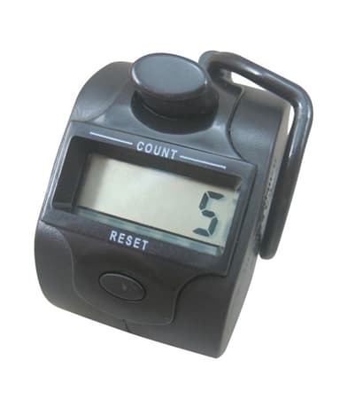 Håndteller med digital femsifret teller, svart