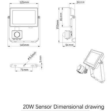 Philips ProjectLine-flomlys 20W 1800lm med sensor