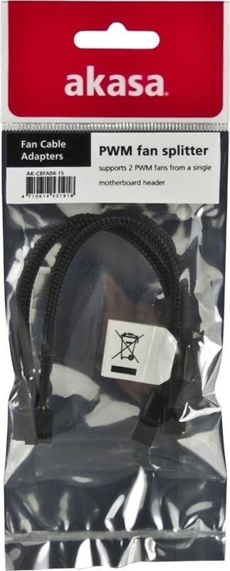 AKASA splitter for PWM-vifter,1x4-pin ha til 2x4-pin hu, svart
