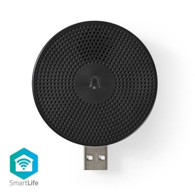 Nedis SmartLife-Klokke | 433 MHz | Tilbehør til: WIFICDP10GY / WIFICDP30WT / WIFICDP40CWT | USB-Strøm | 4 Lyder | 5 V DC | Justerbar volum | Sort