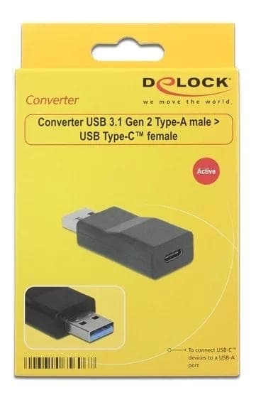 DeLOCK USB-omformer, USB-C - USB-A, 3.1 Gen 2, svart