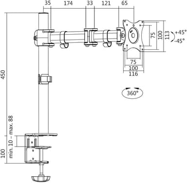 LogiLink Monitorarm 13-27"" 428 mm