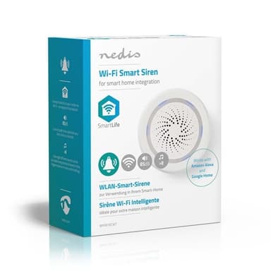 Nedis SmartLife Sirene | Wi-Fi | Nettstrøm drevet | 8 Lyder | 85 dB | Android™ / IOS | Hvit