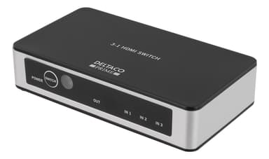 Premium HDMI-bryter med 3 porter, IR-fjernkontroll, Ultra HD i 60 Hz, svart