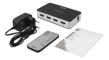 Premium HDMI-bryter med 3 porter, IR-fjernkontroll, Ultra HD i 60 Hz, svart