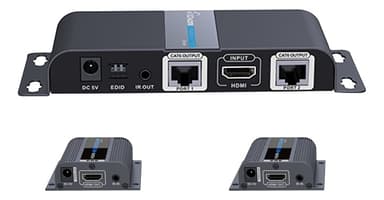 1X2 HDMI Extender Splitter over CAT6/6a/7 40m med IR-pass-back
