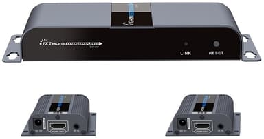 1X2 HDMI Extender Splitter over CAT6/6a/7 40m med IR-pass-back