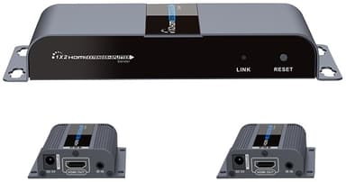 1X2 HDMI Extender Splitter over CAT6/6a/7 40m med IR-pass-back