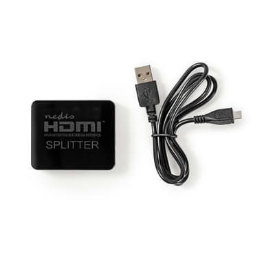 Nedis HDMI ™ Splitter | 2-Port port(s) | HDMI ™ -inngang | 2x HDMI ™ -utgang | 4K@30Hz | 2.25 Gbps | ABS / PVC | Sort