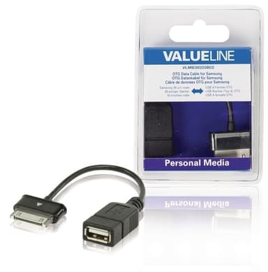 Valueline Sync og Ladekabel Samsung 30p Han - USB A Hun 0.20 m Sort