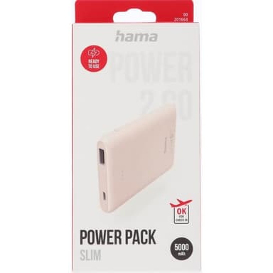 Hama Powerbank Slim 5000mAh Lyserosa