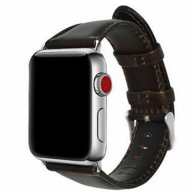 Klokkearmbånd i lærimitasjon til Apple Watch, 38/40/41mm, Mørkebrun