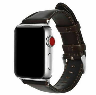 Klokkearmbånd i lærimitasjon til Apple Watch, 38/40/41mm, Mørkebrun
