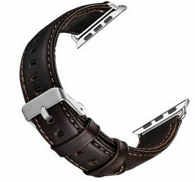 Klokkearmbånd i lærimitasjon til Apple Watch, 38/40/41mm, Mørkebrun