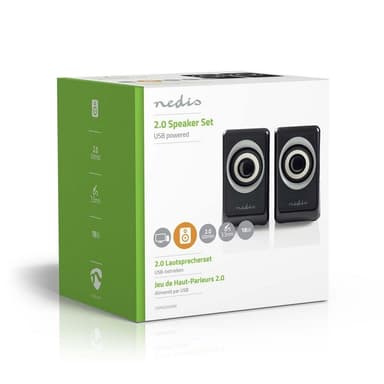 Nedis PC-høyttaler | 2.0 | 18 W | 3.5 mm Han | USB-Strøm | Volumkontroll