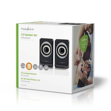 Nedis PC-høyttaler | 2.0 | 18 W | 3.5 mm Han | USB-Strøm | Volumkontroll