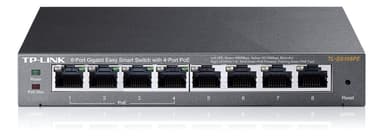 TP-LINK 8-port Gigabit Easy Smart Switch, PoE 55W, 802.3af, metall, svart
