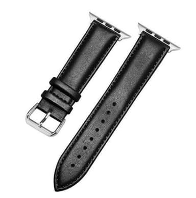 Klokkearmbånd i lærimitasjon til Apple Watch, 38/40/41mm, Svart