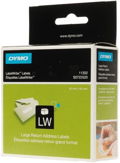 DYMO LabelWriter returadresseetiketter 54x25mm / 1x500stk (S0722520)