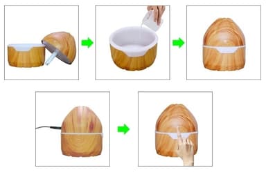 Aroma Diffuser/Luftfukter i tredesign, Mørkt tre
