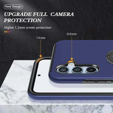 Samsung Galaxy S24 / S25 Hybrid Deksel Med Fingerring - Mørkeblå