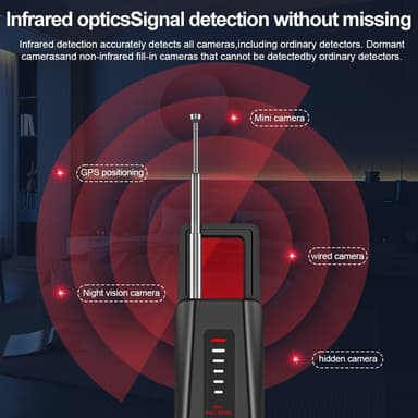 RF-signaldetektor GPS WiFi Tracker kamera feildetektor Anti-spion infrarød skanner