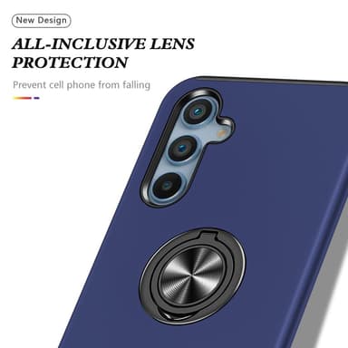 Samsung Galaxy S24 / S25 Hybrid Deksel Med Fingerring - Mørkeblå