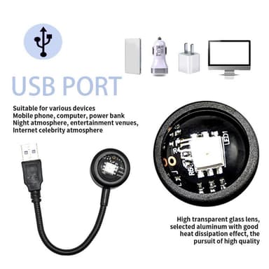 USB-lampe Bilsoverom Takprojektor Solnedgang - 7 farger