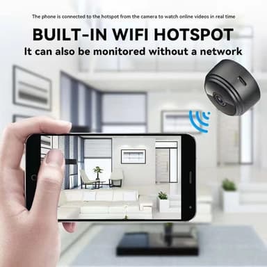 WiFi-kamera 1080P HD magnetisk overvåkingsspion uten nattsyn