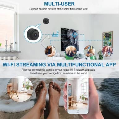 WiFi-kamera 1080P HD magnetisk overvåkingsspion uten nattsyn