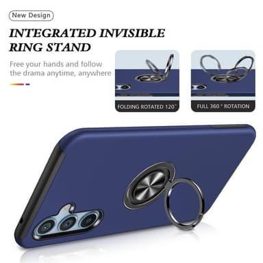 Samsung Galaxy S24 / S25 Hybrid Deksel Med Fingerring - Mørkeblå