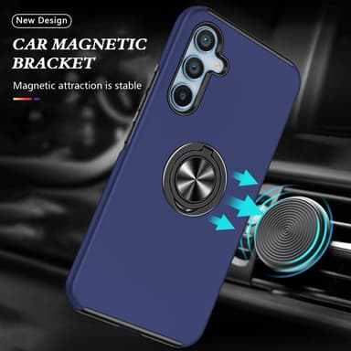 Samsung Galaxy S24 / S25 Hybrid Deksel Med Fingerring - Mørkeblå