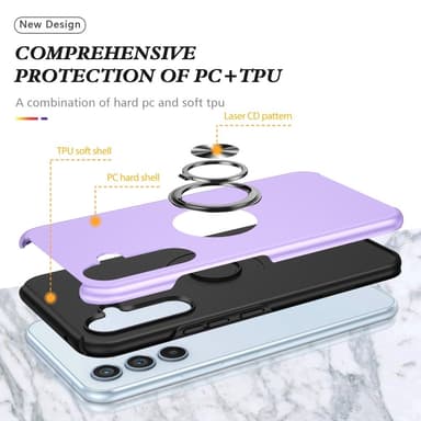 Samsung Galaxy S24 / S25 Hybrid Deksel Med Fingerring - Lilla