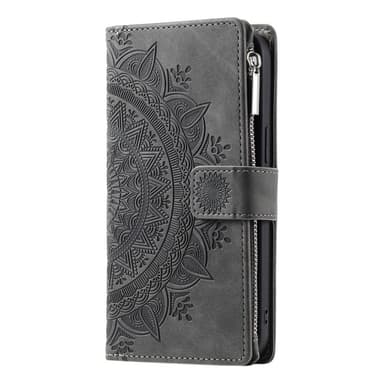 For Samsung Galaxy A56 Lommebok Deksel Shell Mandala Blomstermønster - Grå