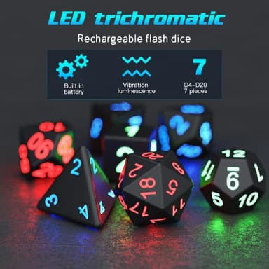 7stk/sett LED lysende terningsett Polyhedron Game Party Dice
