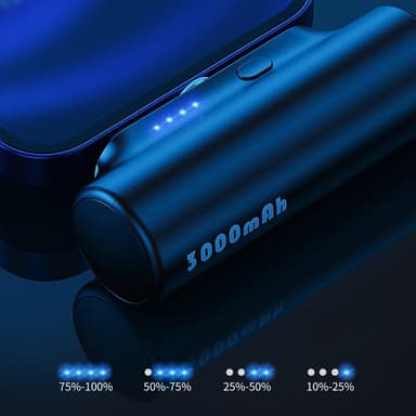3000mAh bærbar strømbank USB-C/lyn/mikro USB