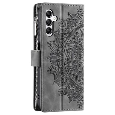 For Samsung Galaxy A56 Lommebok Deksel Shell Mandala Blomstermønster - Grå