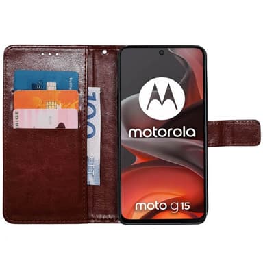 Lommebokdeksel 3-kort Motorola Moto G15 - Brun