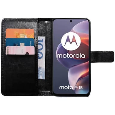 Lommebokdeksel 3-kort Motorola Moto E15 - Sort